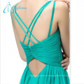 High Quality Criss Cross Floor Length Pleat Green Prom Dress